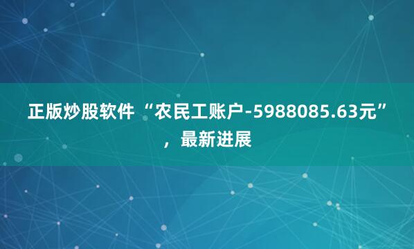 正版炒股软件 “农民工账户-5988085.63元”，最新进展